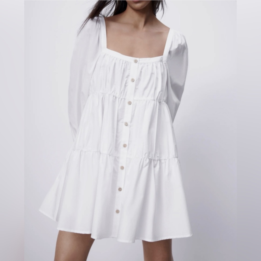 Zara White Poplin Mini Dress